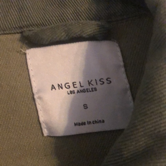 Angel Kiss Los Angeles Cropped Denim Utility Jacket in Color-block Army Green - Picture 3 of 8